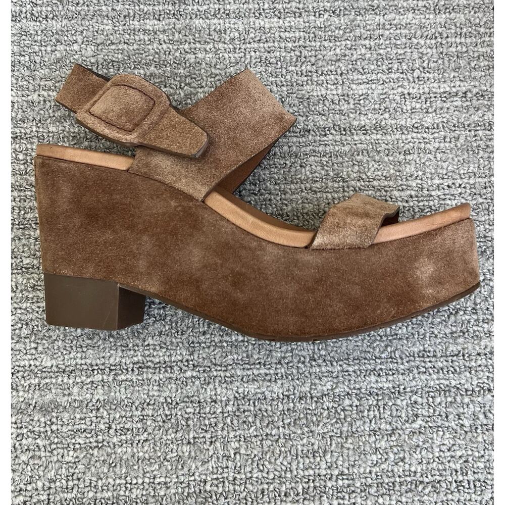 PEDRO GARCIA Dune Platform Wedge Brown Leather Sandals Women's Size 7 US - Picture 3 of 14